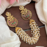 Red Green Bridal Jada Billai with Pearl Maatil-Bun Billai-G13064